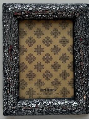 Pier 1 Silver and Black Mosaic Picture Frame Vintage Rarity